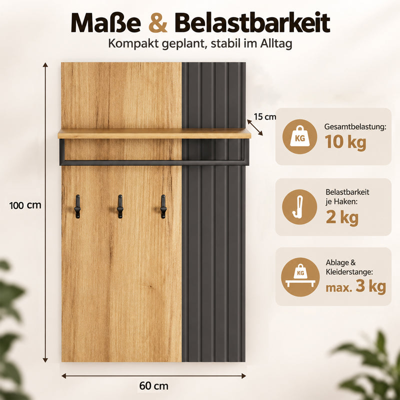 Yorbay Wandgarderobe mit Ablage und Kleiderstange - YW027-D098 - 3 - yorbiy.com