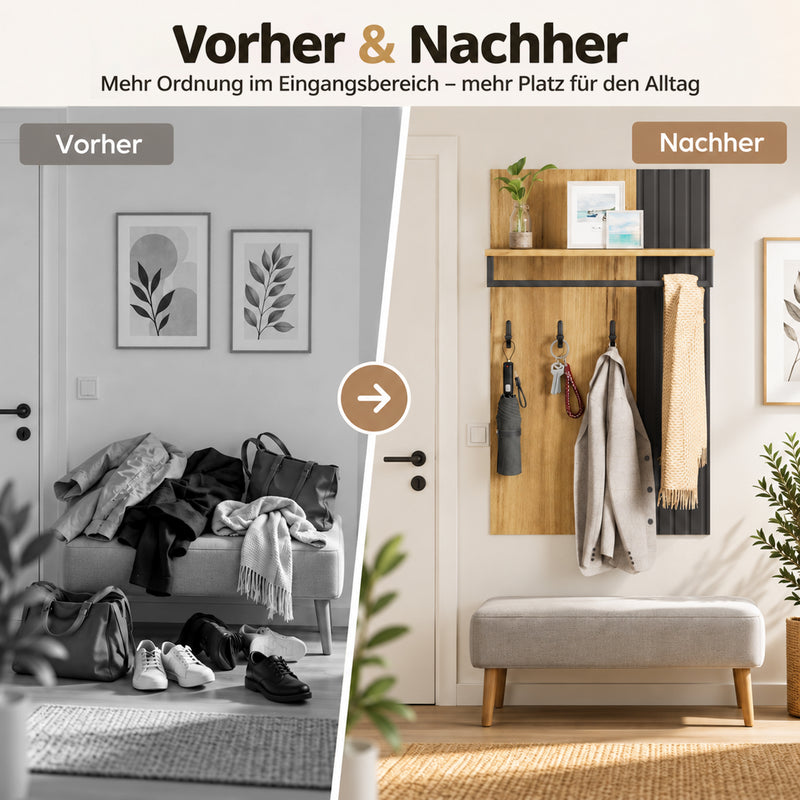 Yorbay Wandgarderobe mit Ablage und Kleiderstange - YW027-D098 - 4 - yorbiy.com