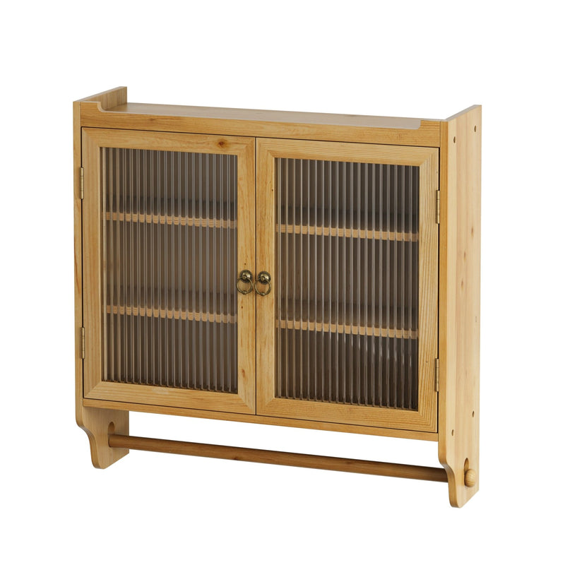 Vintage Wandschrank mit Glastüren und Handtuchhalter, 63 x 60 x 18 cm - YB - W2552P246672 - 15 - yorbiy.com