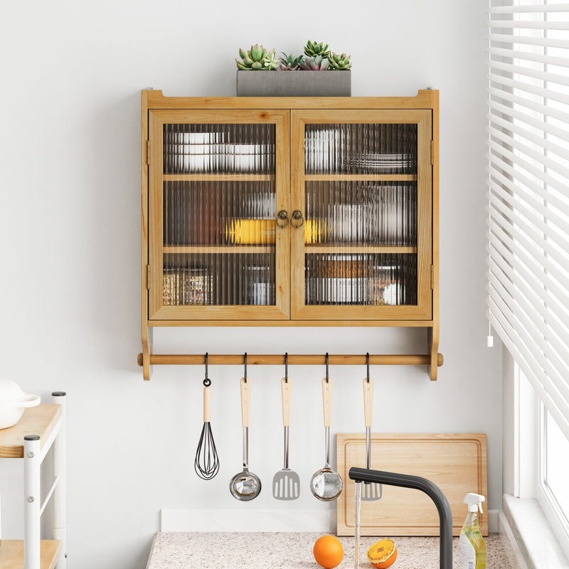 Vintage Wandschrank mit Glastüren und Handtuchhalter, 63 x 60 x 18 cm - YB - W2552P291567 - 14 - yorbiy.com