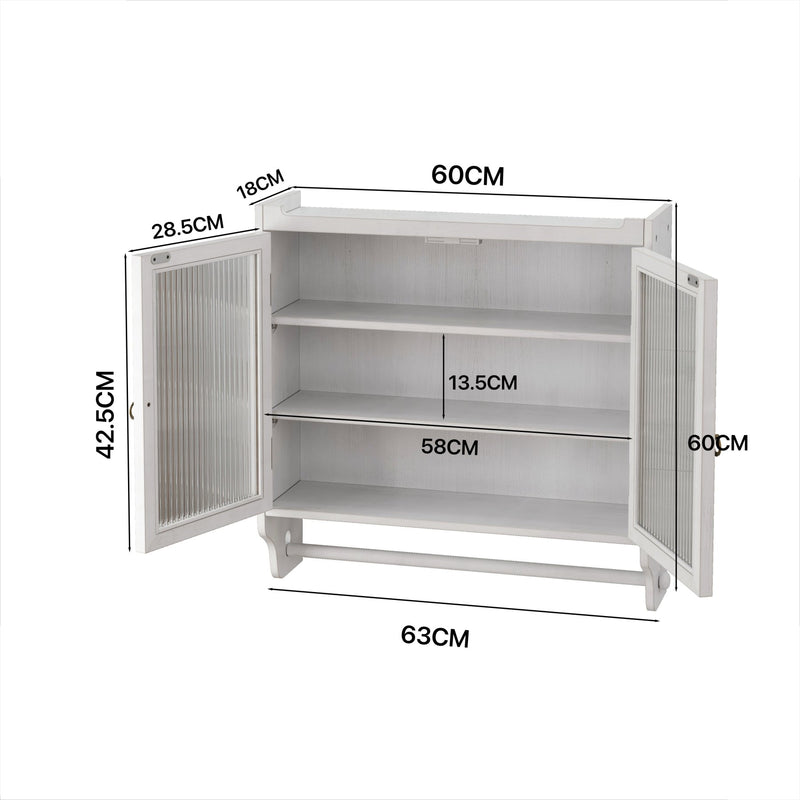 Vintage Wandschrank mit Glastüren und Handtuchhalter, 63 x 60 x 18 cm - YB - W2552P291568 - 19 - yorbiy.com