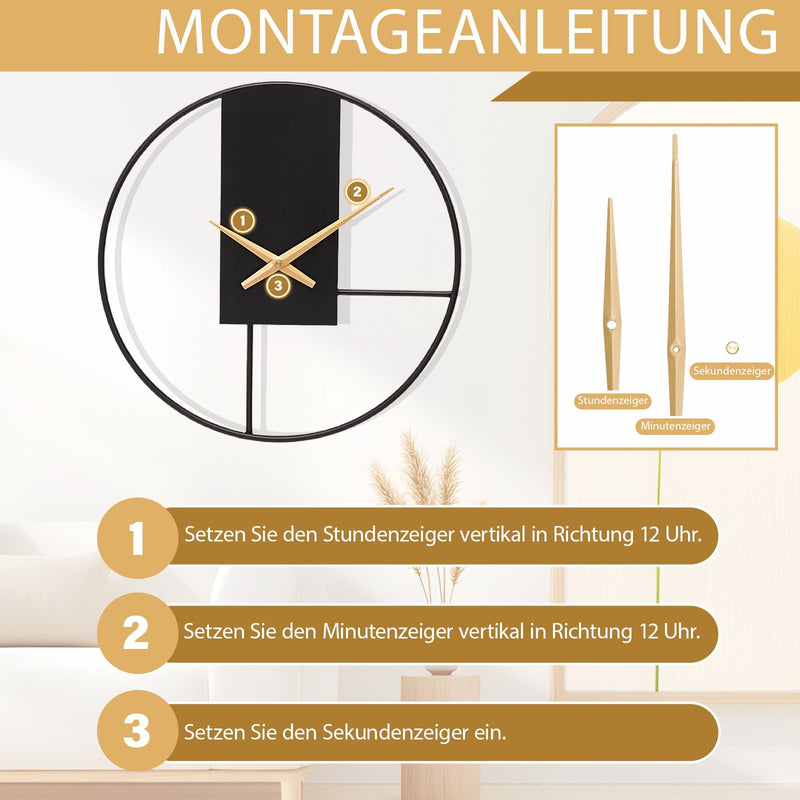 Yorbay Wanduhr aus Metall, 40x40cm / 50x50cm - YB003 - W010 - 7 - yorbiy.com