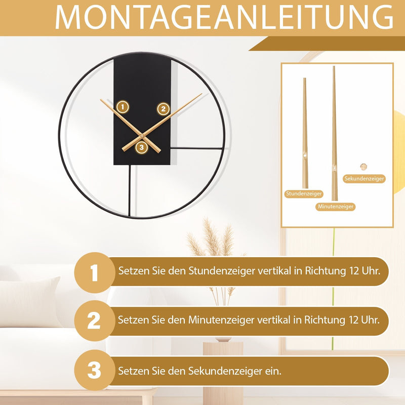 Yorbay Wanduhr aus Metall, 40x40cm / 50x50cm - YB003 - W011 - 16 - yorbiy.com