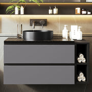 Waschbeckenunterschrank hängend 80 cm mit Keramikwaschbecken und Schubladen - YB - LY315889AAB - 2 - yorbiy.com