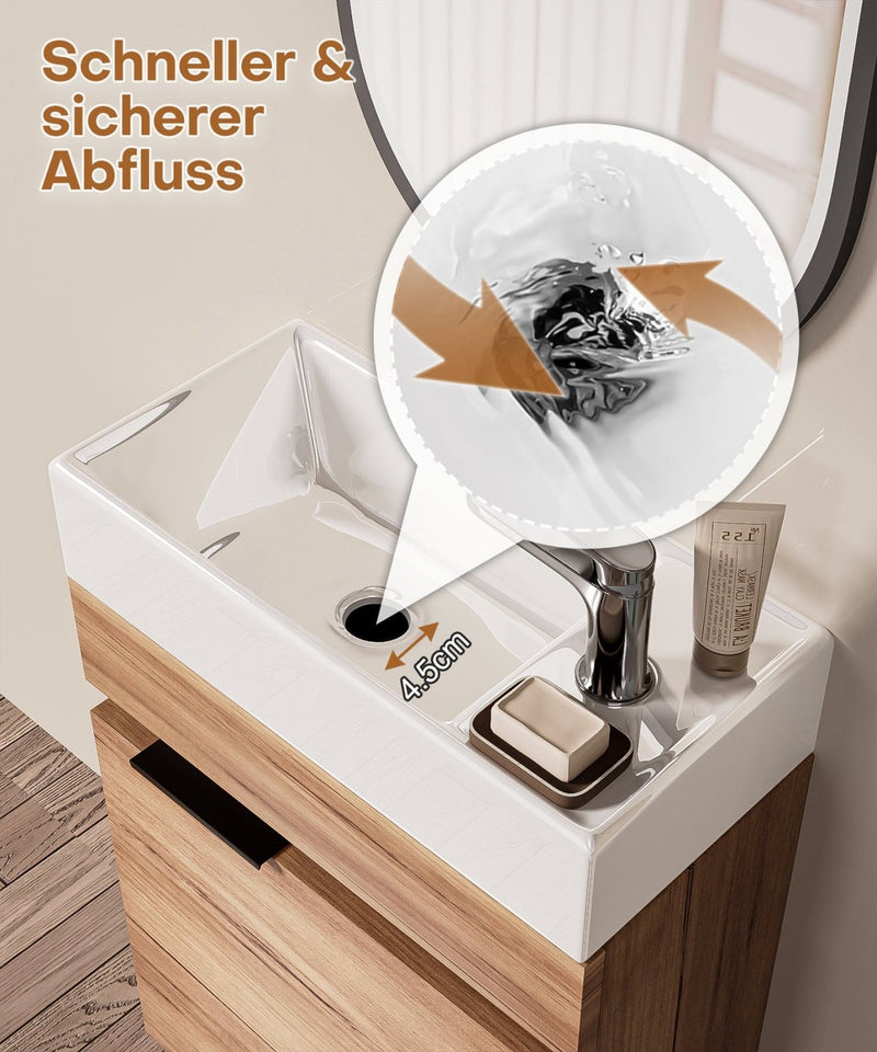 Yorbay Waschbecken mit Unterschrank, wandhängend - YB100-D057 - 6 - yorbiy.com