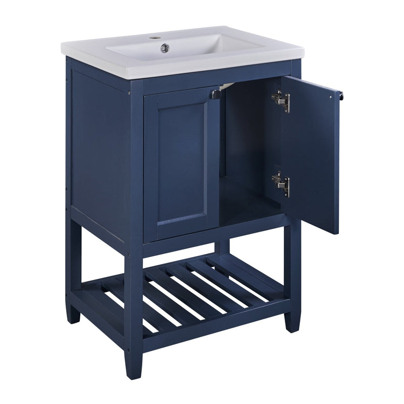 Einzel Waschtisch mit Unterschrank 60cm mit Keramik - Waschbecken - YB - LY316593AAB - 16 - yorbiy.com