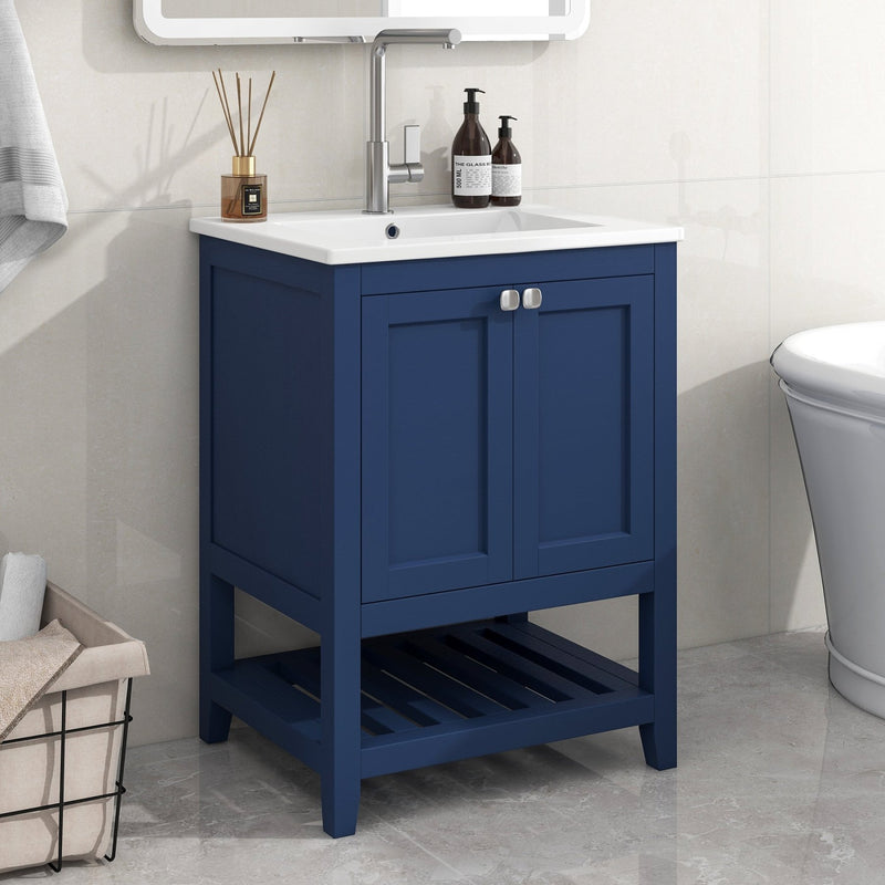 Einzel Waschtisch mit Unterschrank 60cm mit Keramik - Waschbecken - YB - LY316593AAB - 17 - yorbiy.com