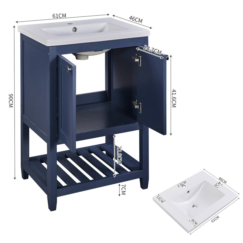 Einzel Waschtisch mit Unterschrank 60cm mit Keramik - Waschbecken - YB - LY316593AAB - 18 - yorbiy.com