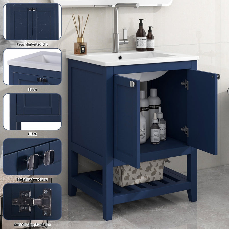 Einzel Waschtisch mit Unterschrank 60cm mit Keramik - Waschbecken - YB - LY316593AAB - 19 - yorbiy.com