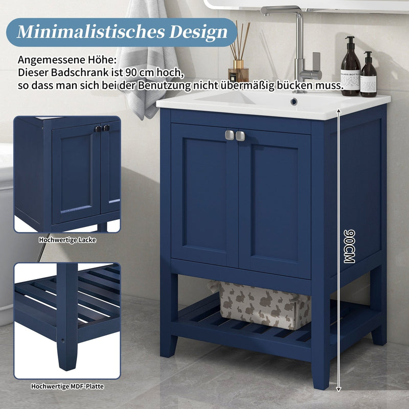 Einzel Waschtisch mit Unterschrank 60cm mit Keramik - Waschbecken - YB - LY316593AAB - 21 - yorbiy.com