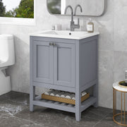 Einzel Waschtisch mit Unterschrank 60cm mit Keramik - Waschbecken - YB - LY316593AAC - 15 - yorbiy.com