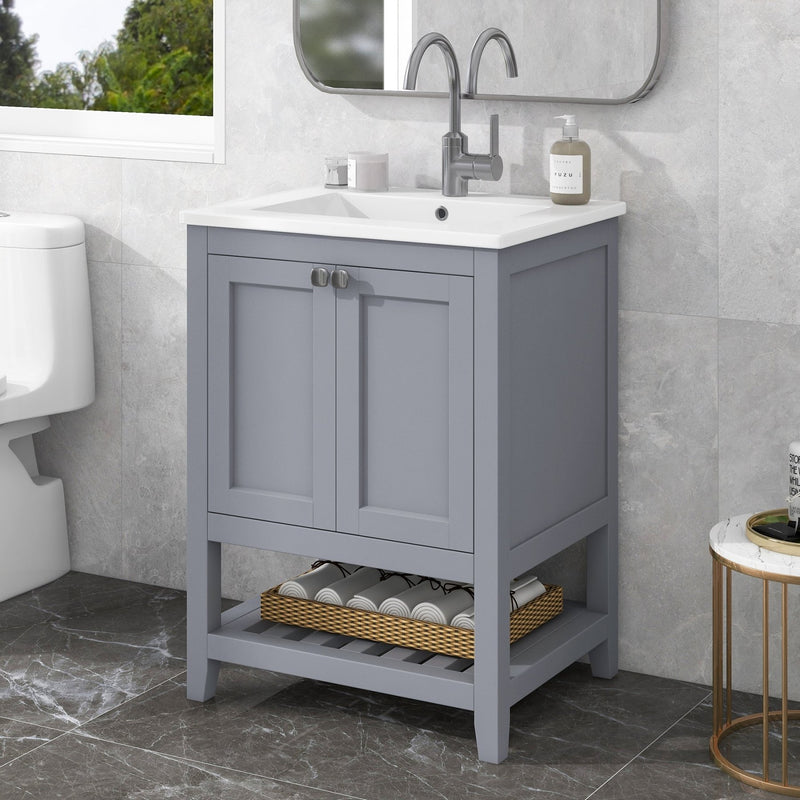 Einzel Waschtisch mit Unterschrank 60cm mit Keramik - Waschbecken - YB - LY316593AAC - 15 - yorbiy.com