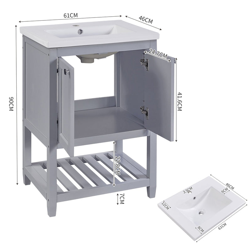 Einzel Waschtisch mit Unterschrank 60cm mit Keramik - Waschbecken - YB - LY316593AAA - 8 - yorbiy.com