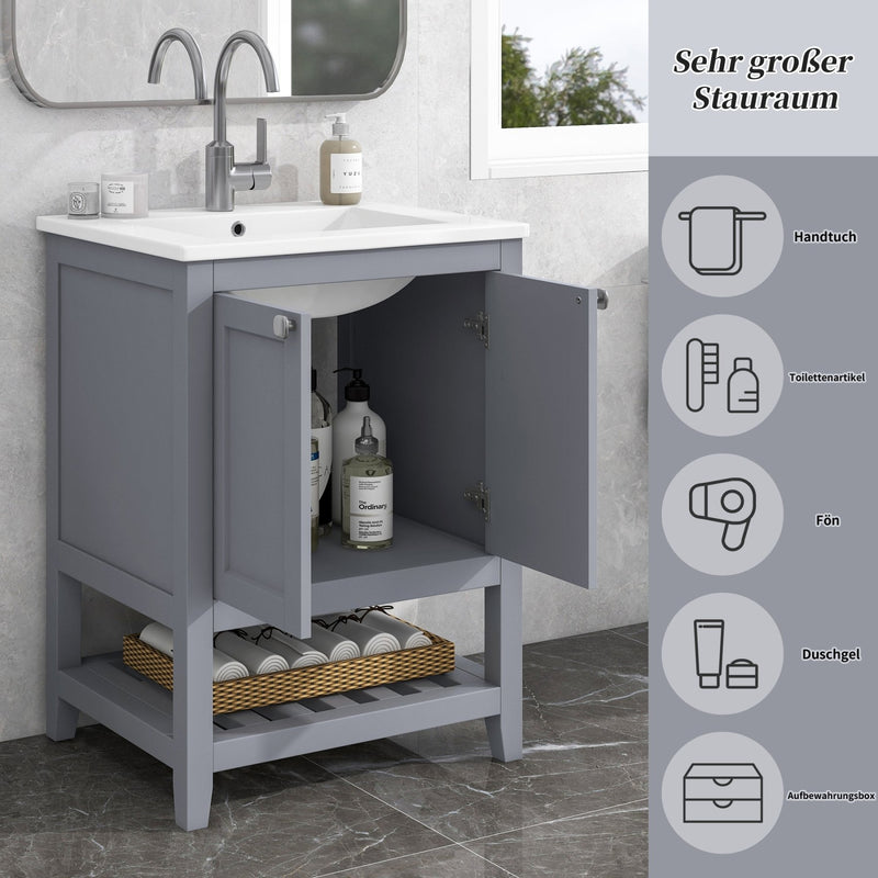 Einzel Waschtisch mit Unterschrank 60cm mit Keramik - Waschbecken - YB - LY316593AAA - 12 - yorbiy.com