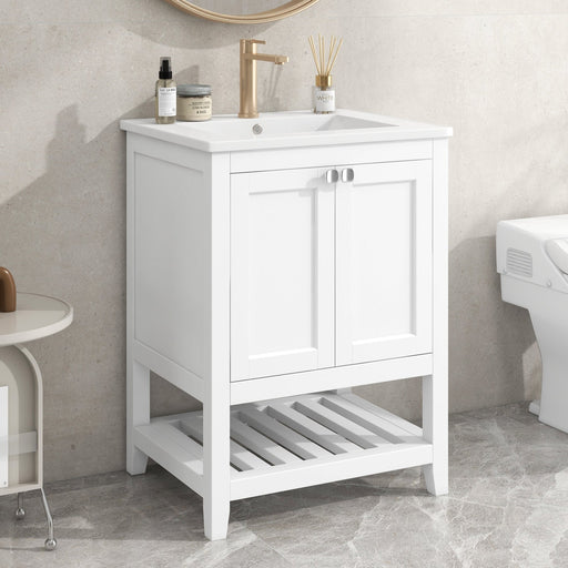 Einzel Waschtisch mit Unterschrank 60cm mit Keramik - Waschbecken - YB - LY316593AAA - 2 - yorbiy.com