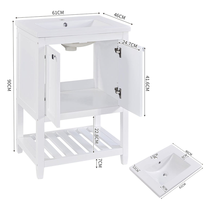 Einzel Waschtisch mit Unterschrank 60cm mit Keramik - Waschbecken - YB - LY316593AAA - 3 - yorbiy.com