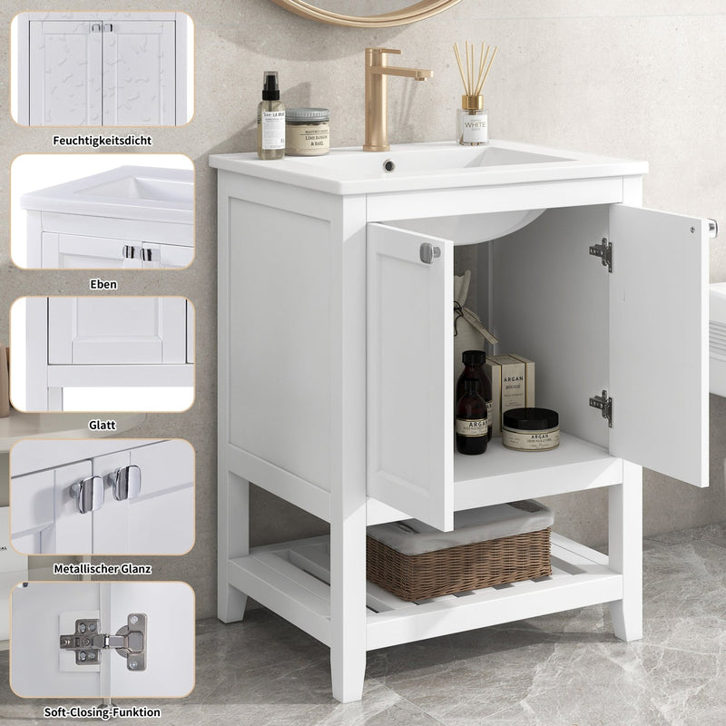 Einzel Waschtisch mit Unterschrank 60cm mit Keramik - Waschbecken - YB - LY316593AAA - 4 - yorbiy.com