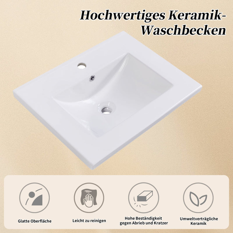 Einzel Waschtisch mit Unterschrank 60cm mit Keramik - Waschbecken - YB - LY316593AAA - 5 - yorbiy.com