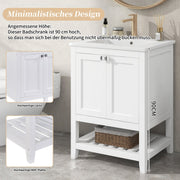 Einzel Waschtisch mit Unterschrank 60cm mit Keramik - Waschbecken - YB - LY316593AAA - 6 - yorbiy.com