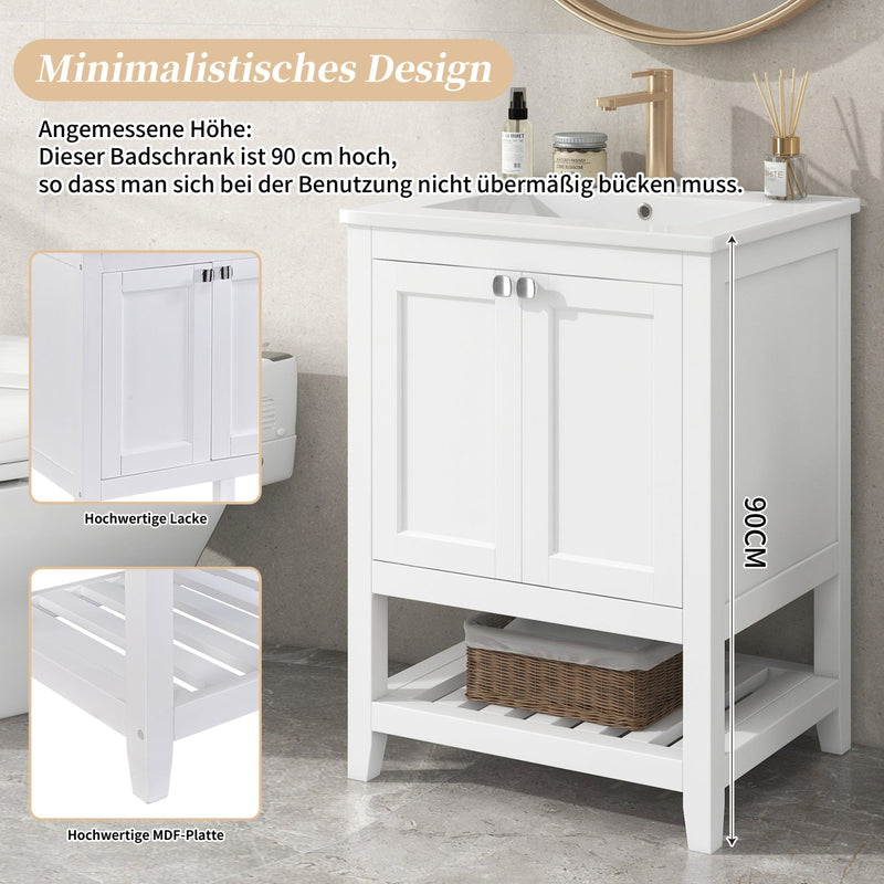 Einzel Waschtisch mit Unterschrank 60cm mit Keramik - Waschbecken - YB - LY316593AAA - 6 - yorbiy.com