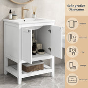 Einzel Waschtisch mit Unterschrank 60cm mit Keramik - Waschbecken - YB - LY316593AAB - 24 - yorbiy.com