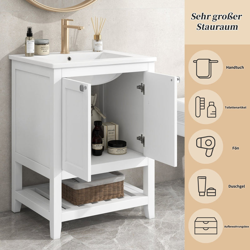 Einzel Waschtisch mit Unterschrank 60cm mit Keramik - Waschbecken - YB - LY316593AAB - 24 - yorbiy.com