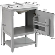 Waschtischunterschrank 60 cm mit Keramikwaschbecken und Ablage - YB - LY316607AAC - 3 - yorbiy.com