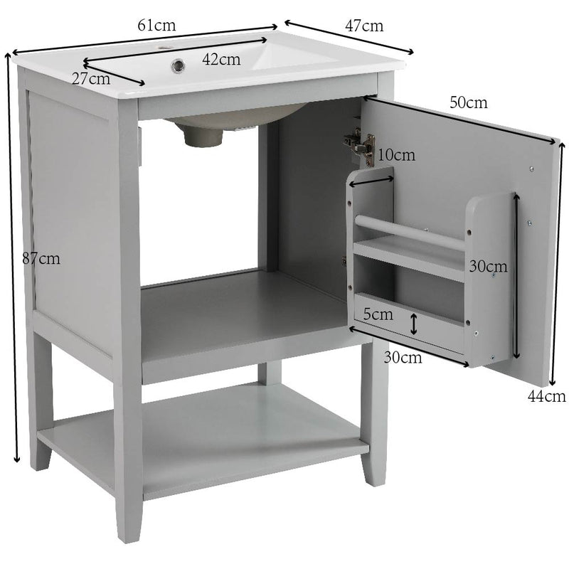 Waschtischunterschrank 60 cm mit Keramikwaschbecken und Ablage - YB - LY316607AAC - 3 - yorbiy.com