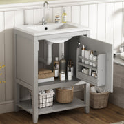 Waschtischunterschrank 60 cm mit Keramikwaschbecken und Ablage - YB - LY316607AAC - 5 - yorbiy.com