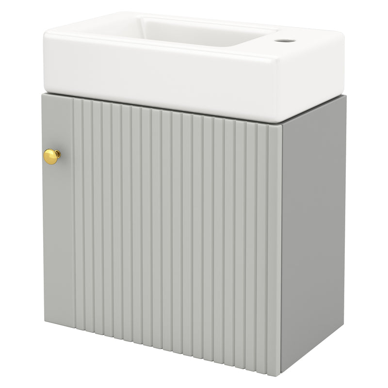 Hängender Waschtischunterschrank 46 cm mit Keramik - Waschbecken - YB - N656P240831E - 1 - yorbiy.com