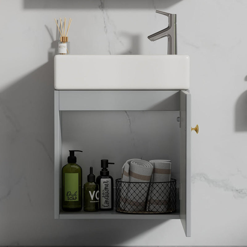 Hängender Waschtischunterschrank 46 cm mit Keramik - Waschbecken - YB - N656P240831E - 4 - yorbiy.com