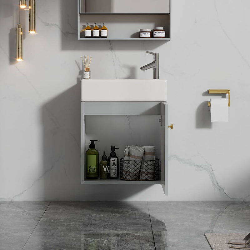 Hängender Waschtischunterschrank 46 cm mit Keramik - Waschbecken - YB - N656P240831E - 5 - yorbiy.com