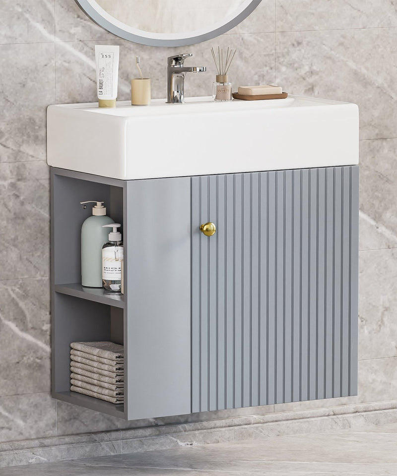 Yorbay hängender Waschtischunterschrank 55 cm mit Waschbecken - YB097-D054 - 10 - yorbiy.com