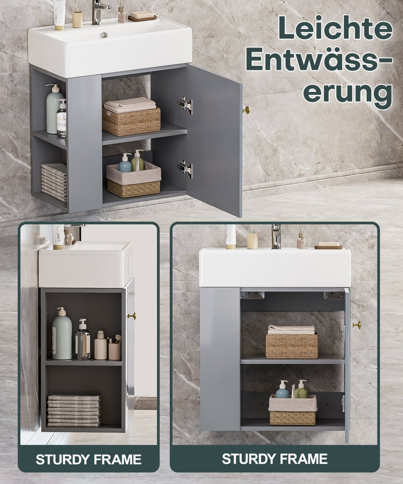Yorbay hängender Waschtischunterschrank 55 cm mit Waschbecken - YB097-D054 - 13 - yorbiy.com