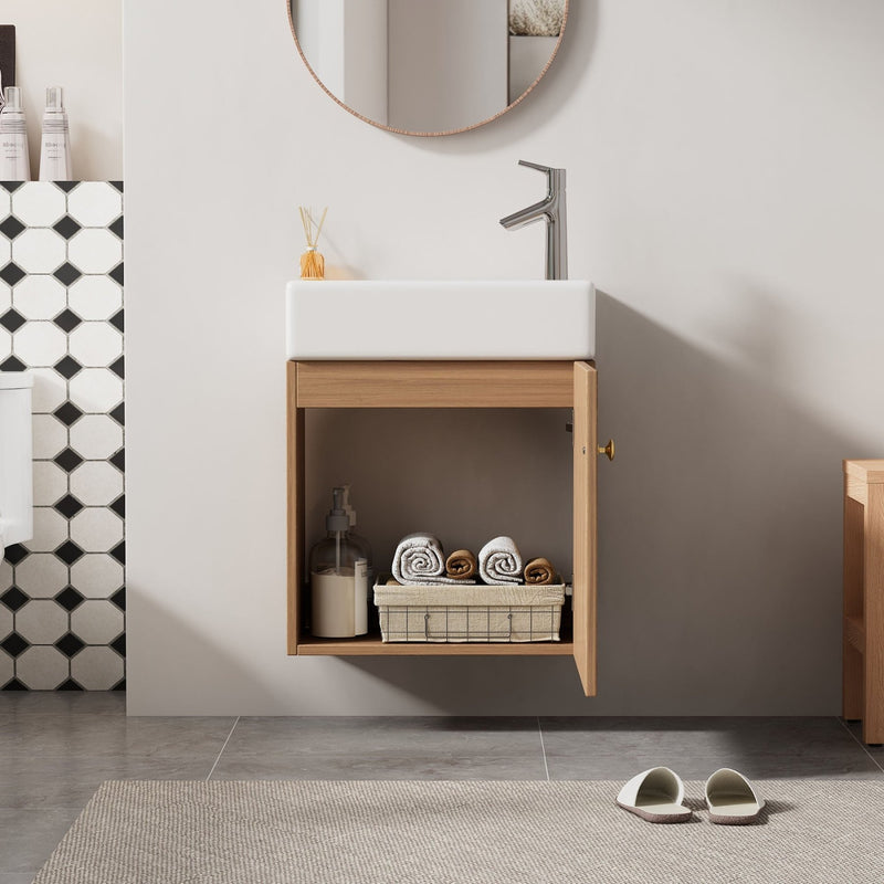 Hängender Waschtischunterschrank 46 cm mit Keramik - Waschbecken - YB - N656P240831A - 12 - yorbiy.com