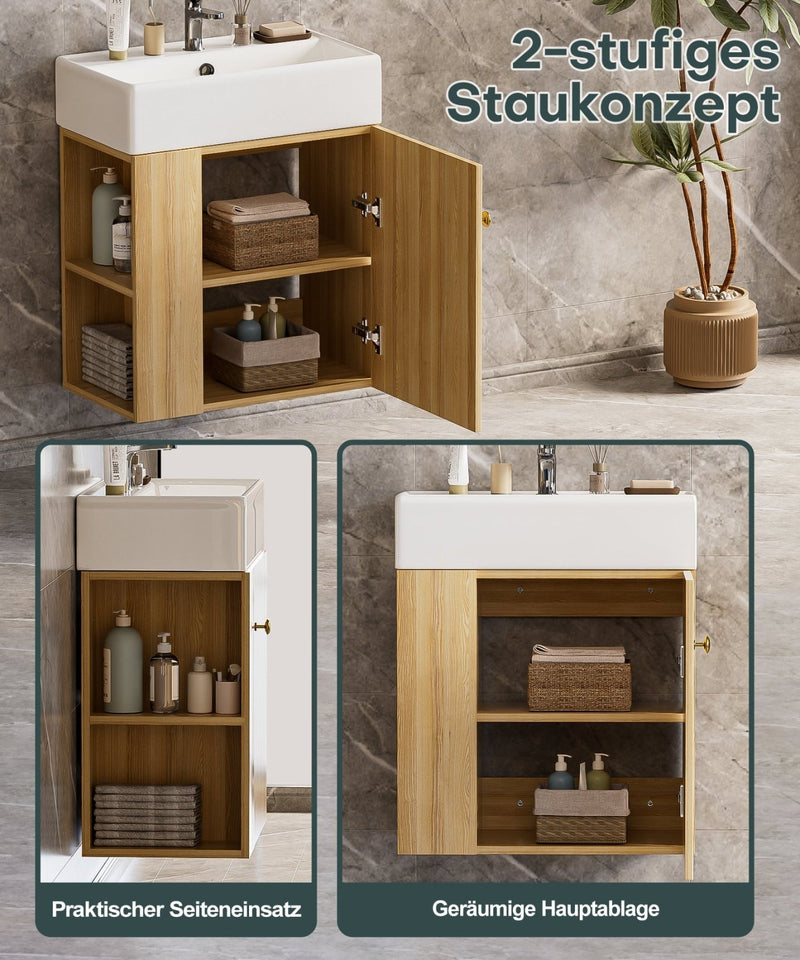 Yorbay hängender Waschtischunterschrank 55 cm mit Waschbecken - YB097-D065 - 20 - yorbiy.com