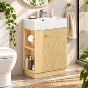 Yorbay Waschbeckenunterschrank mit Keramikbecken, Stauraum und Toilettenpapierhalter - YW032-D106 - 16 - yorbiy.com