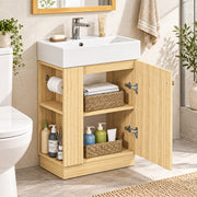 Yorbay Waschbeckenunterschrank mit Keramikbecken, Stauraum und Toilettenpapierhalter - YW032-D106 - 11 - yorbiy.com