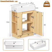 Yorbay Waschbeckenunterschrank mit Keramikbecken, Stauraum und Toilettenpapierhalter - YW032-D106 - 12 - yorbiy.com