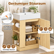 Yorbay Waschbeckenunterschrank mit Keramikbecken, Stauraum und Toilettenpapierhalter - YW032-D106 - 13 - yorbiy.com