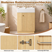 Yorbay Waschbeckenunterschrank mit Keramikbecken, Stauraum und Toilettenpapierhalter - YW032-D106 - 14 - yorbiy.com