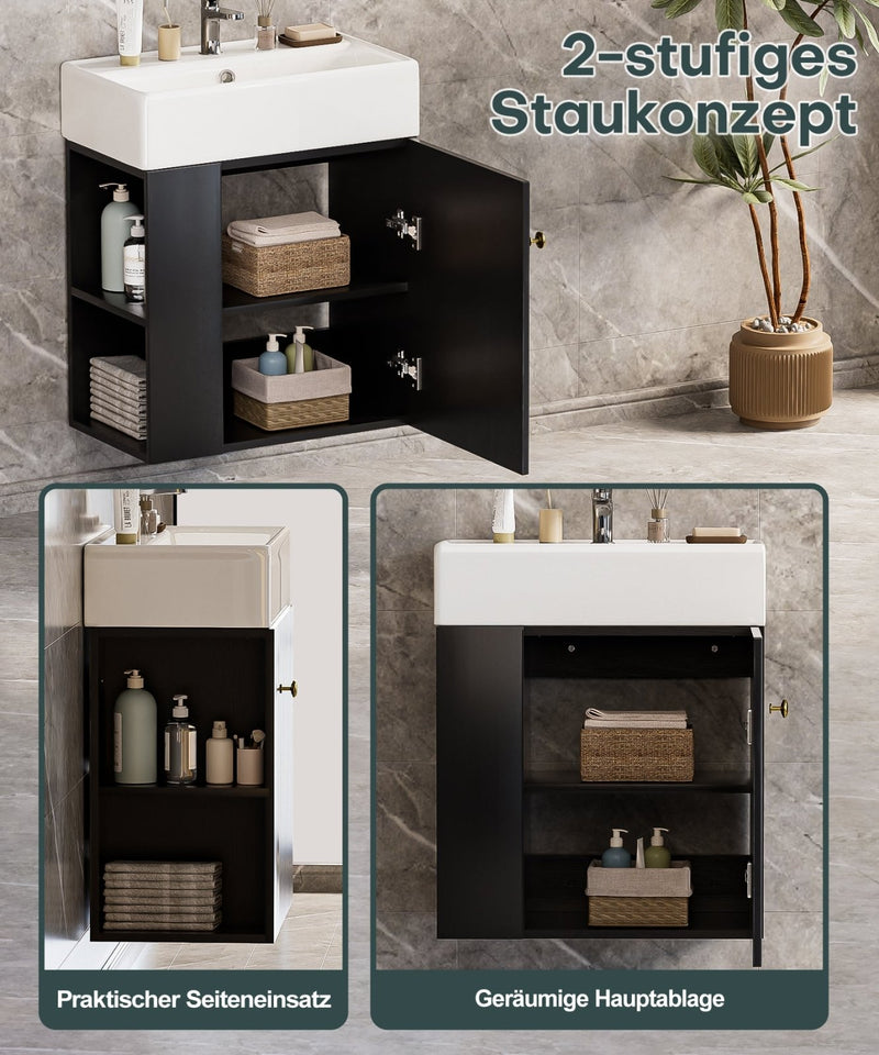 Yorbay hängender Waschtischunterschrank 55 cm mit Waschbecken - YB097-D083 - 27 - yorbiy.com