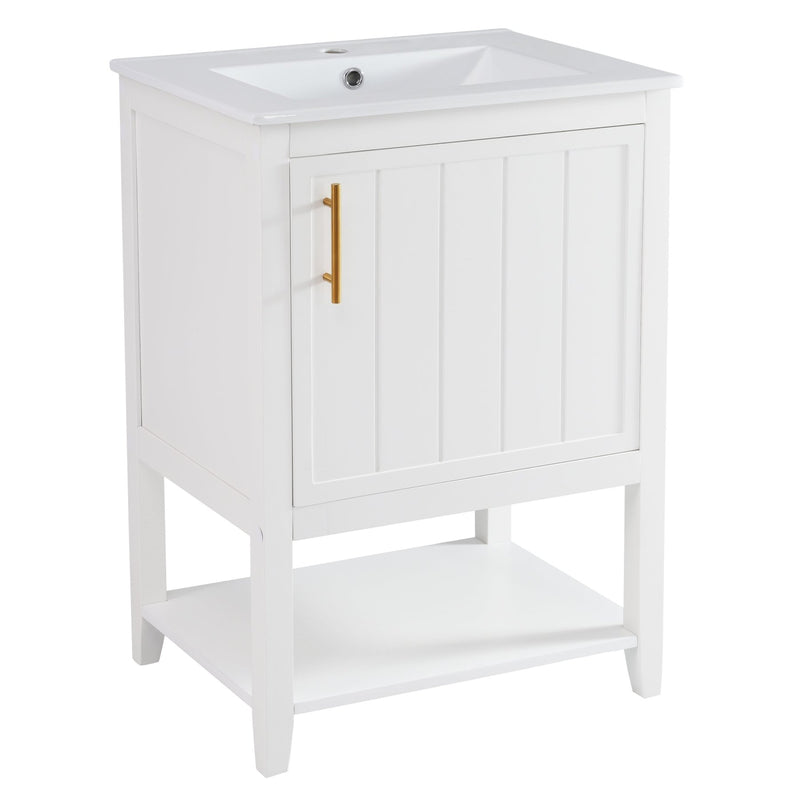 Waschtischunterschrank 60 cm mit Keramikwaschbecken und Ablage - YB - LY316607AAA - 6 - yorbiy.com