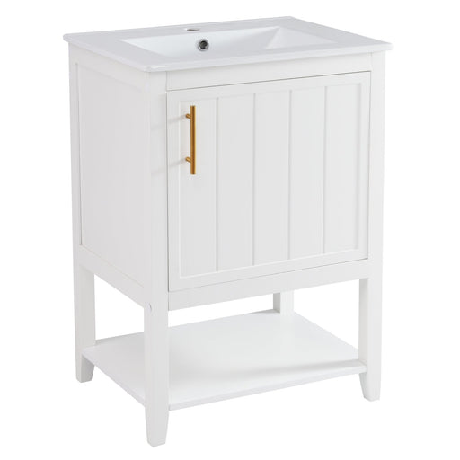 Waschtischunterschrank 60 cm mit Keramikwaschbecken und Ablage - YB - LY316607AAA - 6 - yorbiy.com