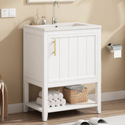 Waschtischunterschrank 60 cm mit Keramikwaschbecken und Ablage - YB - LY316607AAA - 7 - yorbiy.com