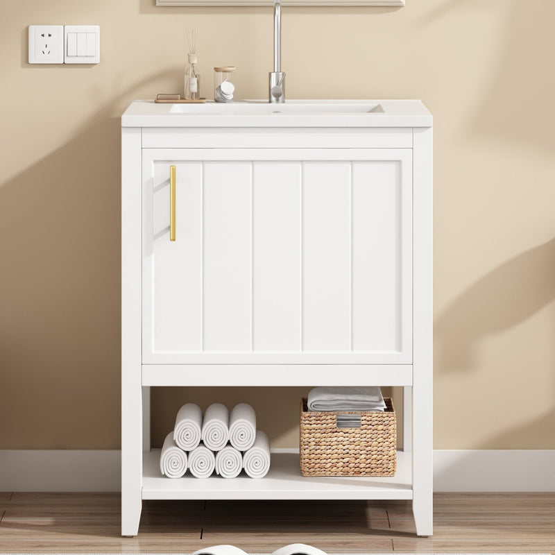 Waschtischunterschrank 60 cm mit Keramikwaschbecken und Ablage - YB - LY316607AAA - 9 - yorbiy.com