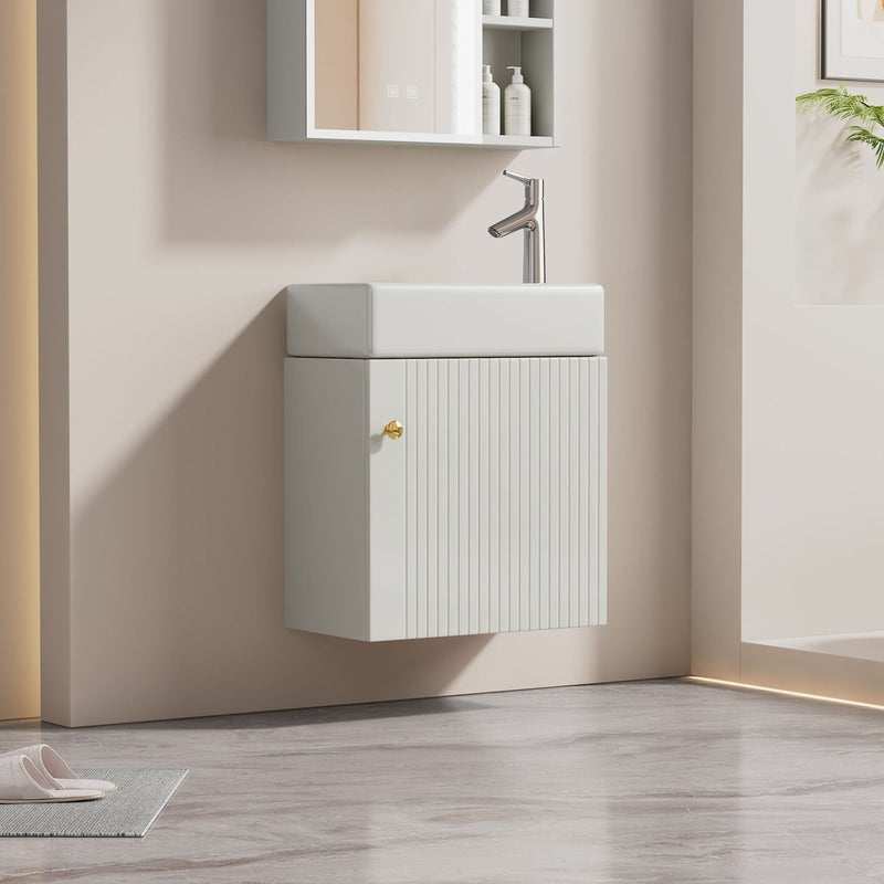 Hängender Waschtischunterschrank 46 cm mit Keramik - Waschbecken - YB - N656P240831K - 17 - yorbiy.com