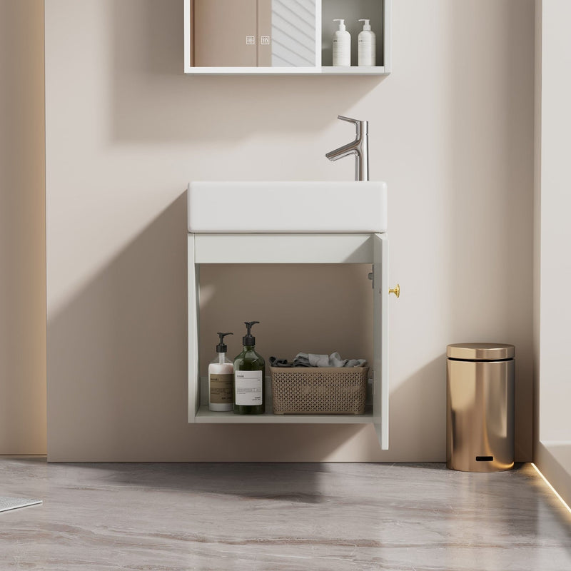 Hängender Waschtischunterschrank 46 cm mit Keramik - Waschbecken - YB - N656P240831K - 19 - yorbiy.com