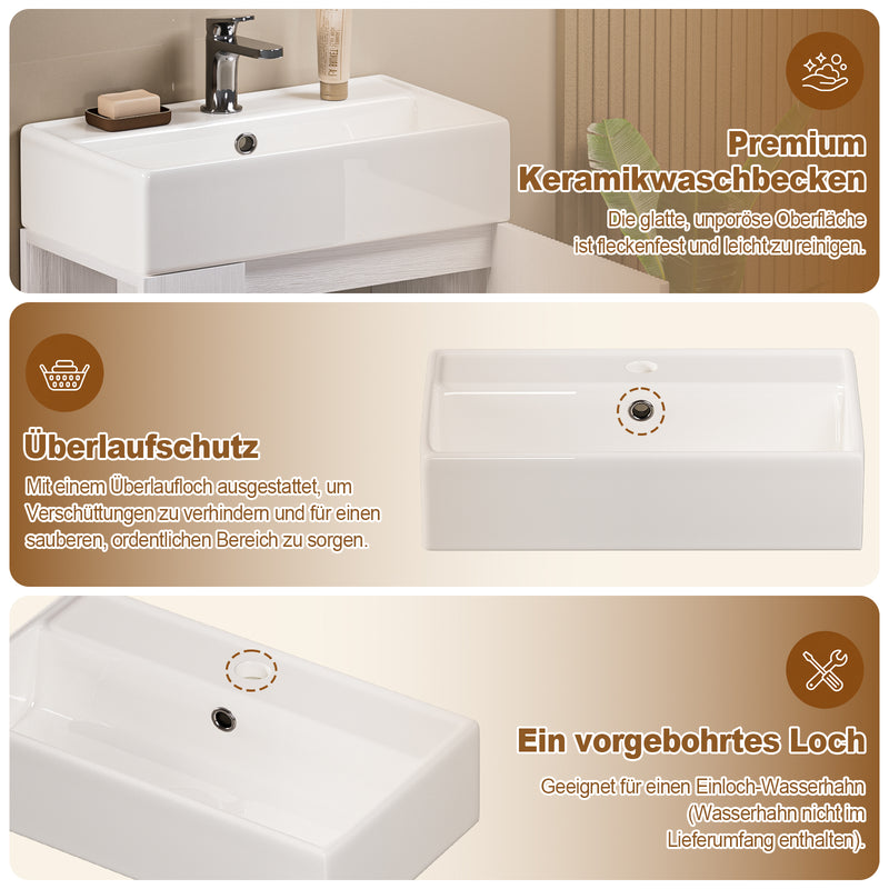 Yorbay Waschbeckenunterschrank mit Keramikbecken, Stauraum und Toilettenpapierhalter - YW032-D105 - 6 - yorbiy.com