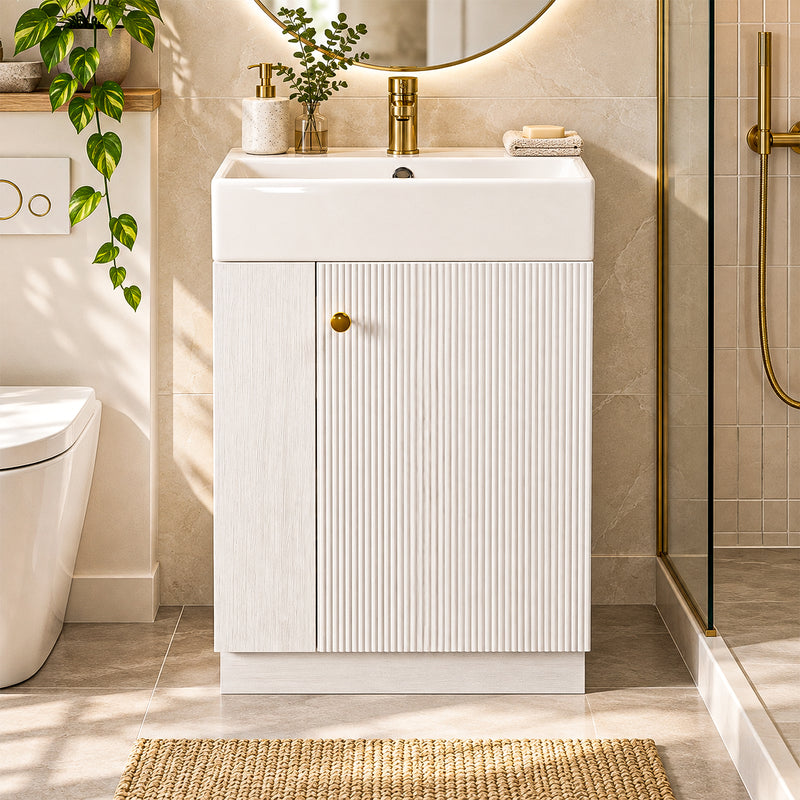 Yorbay Waschbeckenunterschrank mit Keramikbecken, Stauraum und Toilettenpapierhalter - YW032-D105 - 9 - yorbiy.com
